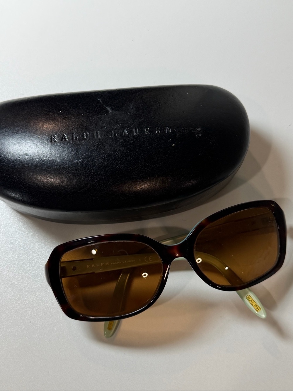 Classic Ralph Lauren Tortoiseshell Brown Gradient Teal Oversized Sunglasses